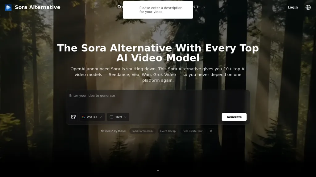 SoraAlternative 官网截图