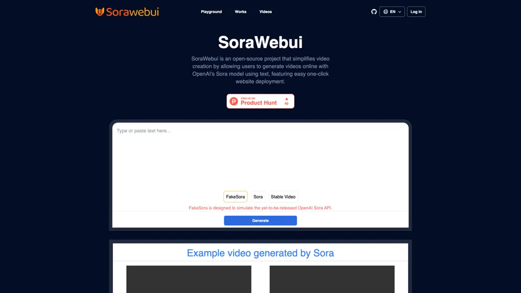SoraWebui 官网截图