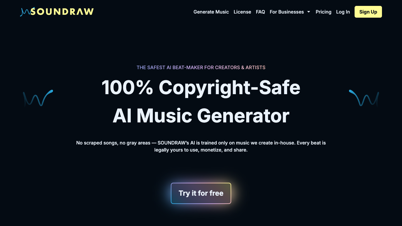 Soundraw 官网截图