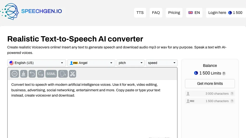 SpeechGen 官网截图