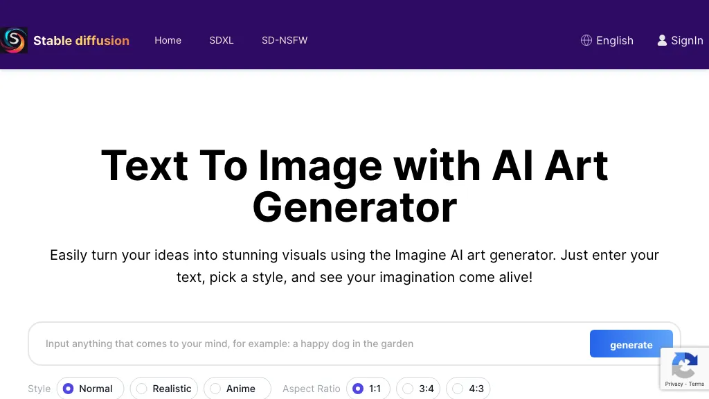 Stable Diffusion AI Generator 官网截图