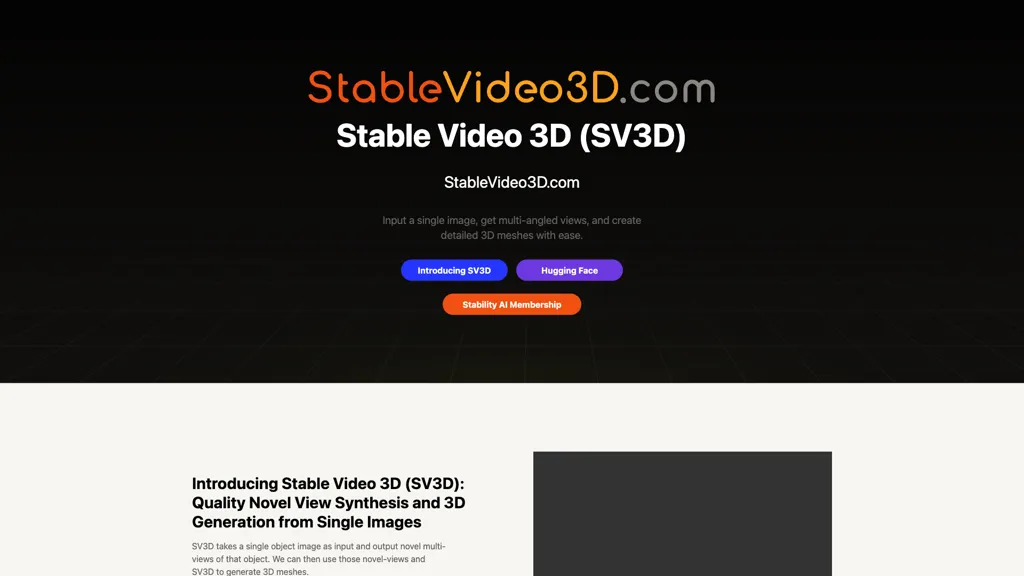 Stable Video 3D 官网截图