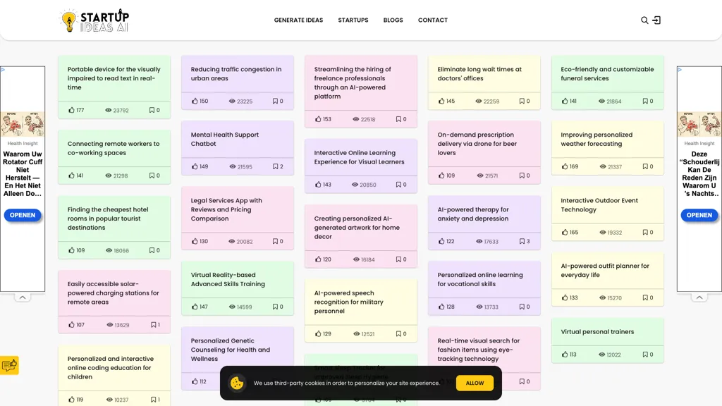 Startup Ideas AI 官网截图