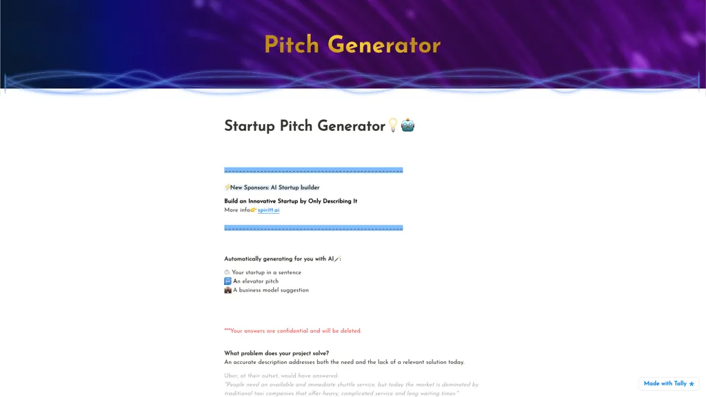 Startup Pitch Generator 官网截图