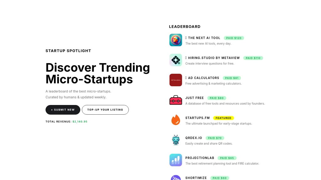 Startup Spotlight 官网截图