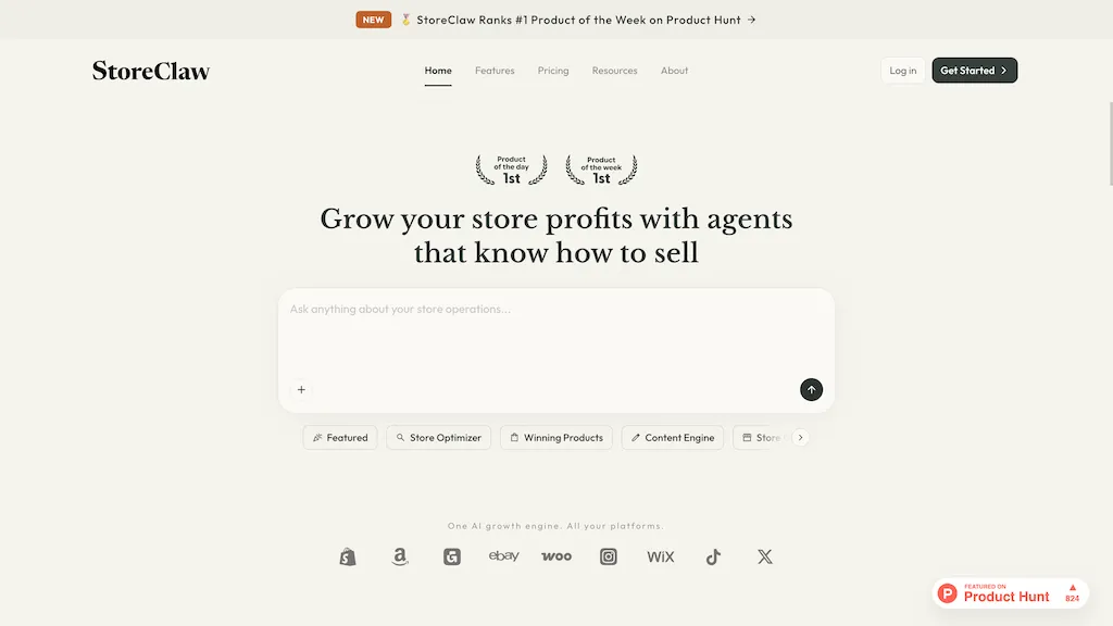 Storeclaw AI 官网截图
