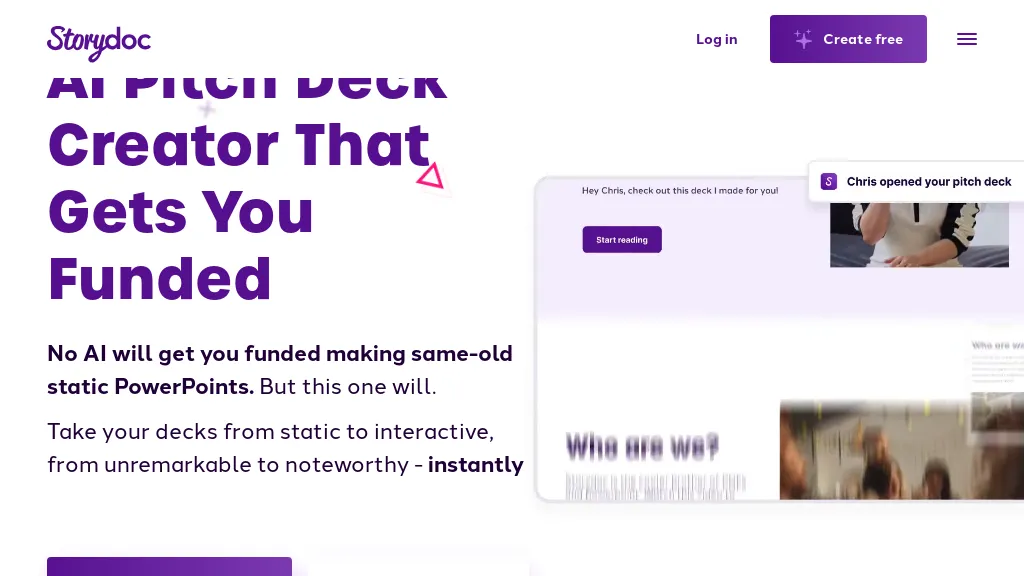 Storydoc Pitch Deck 官网截图