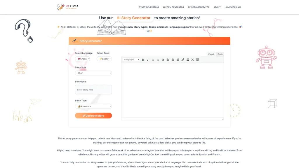StoryGenerate.io 官网截图