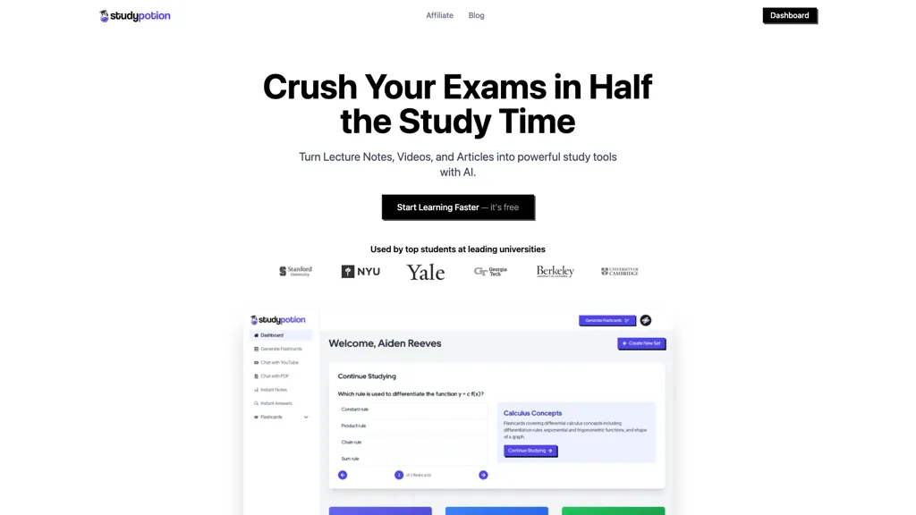 Study Potion AI 工具截图
