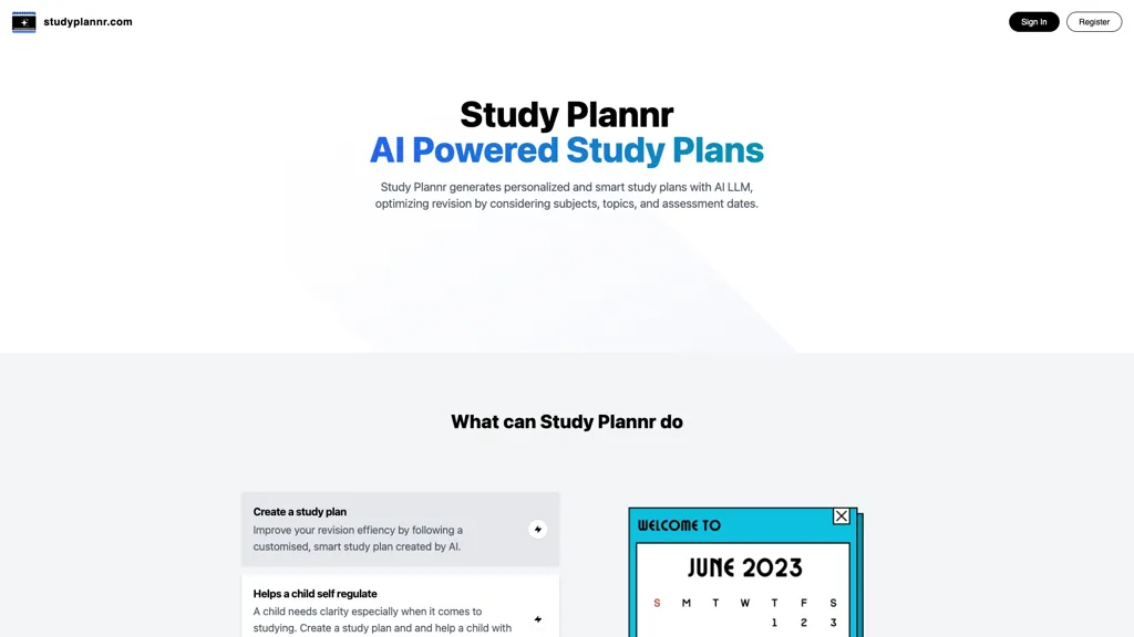 StudyPlannr 官网截图