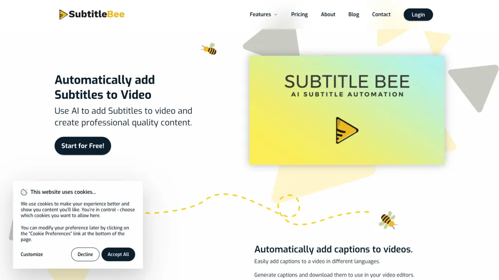 SubtitleBee 官网截图