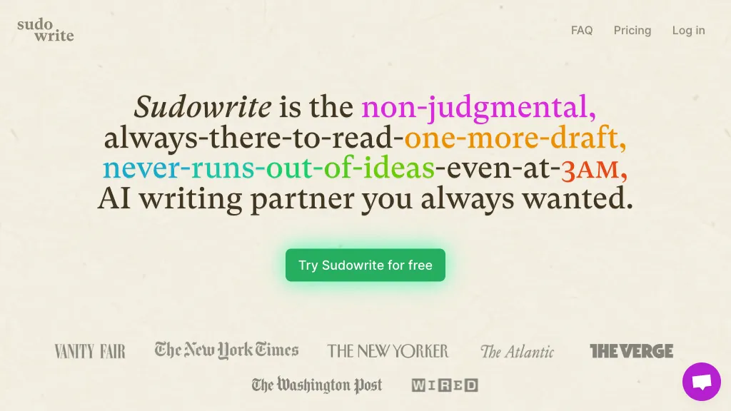 Sudowrite 官网截图