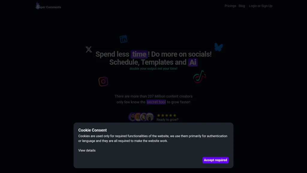 Super Comments AI 官网截图