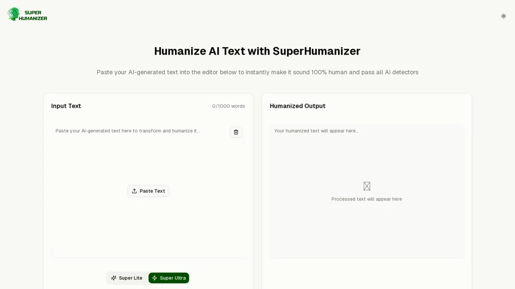 Super Humanizer AI 官网截图