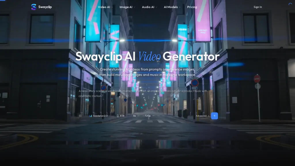 Swayclip AI 官网截图