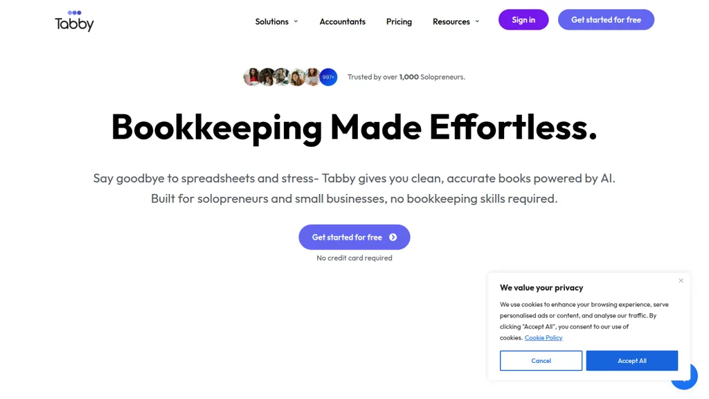 Tabby: AI Bookkeeper 官网截图