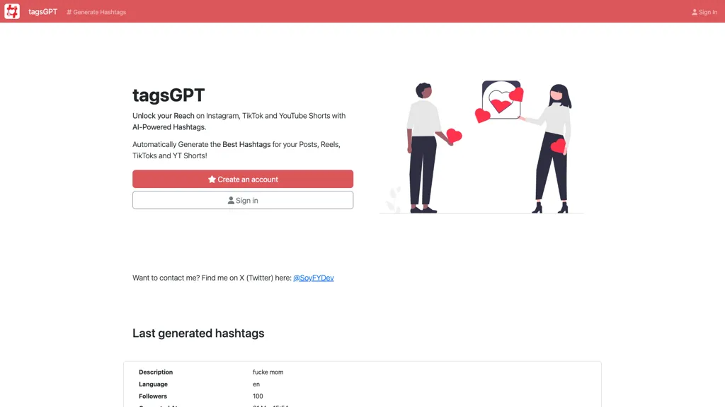 TagsGPT 官网截图
