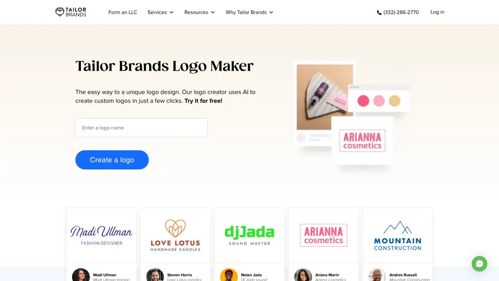 Tailor Brands 工具截图