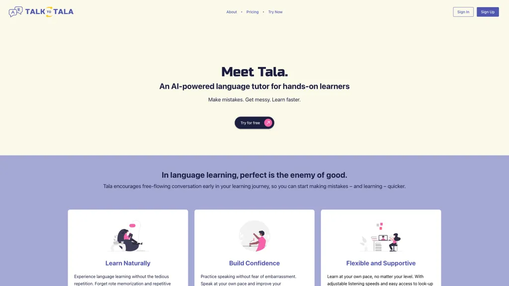 Talk to Tala 官网截图