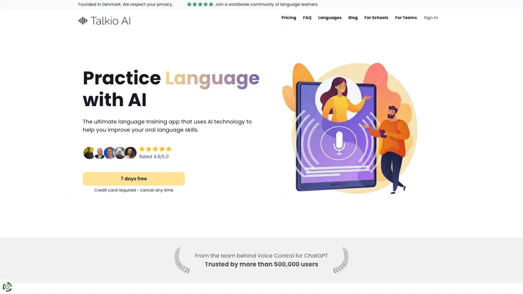 Talkio AI 官网截图