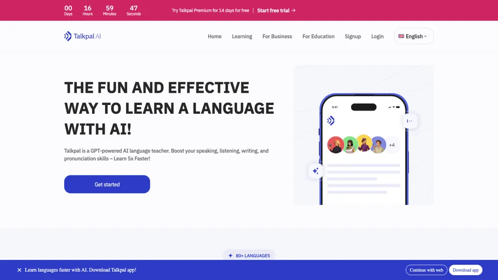 TalkPal 官网截图