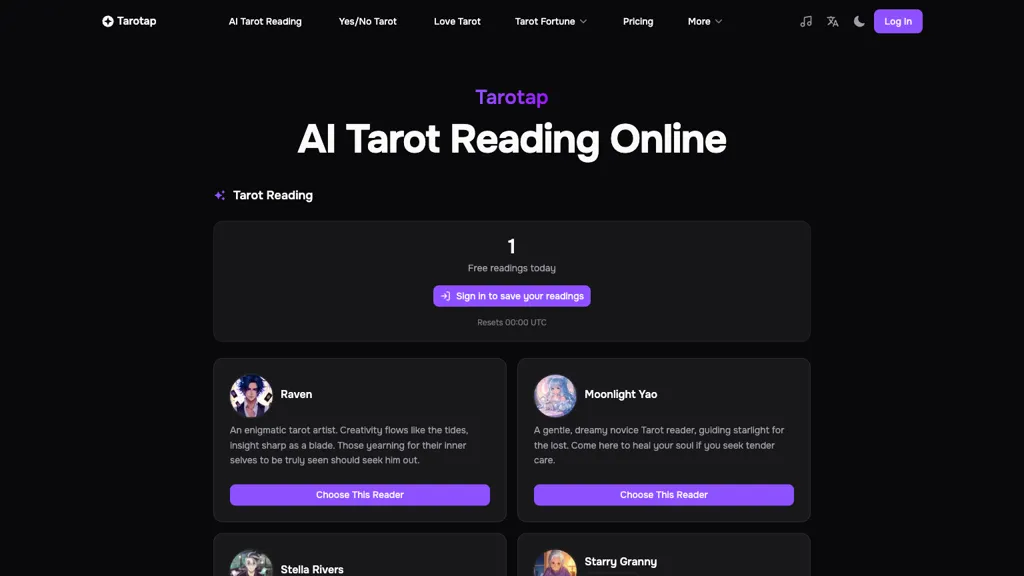 Tarotap 官网截图