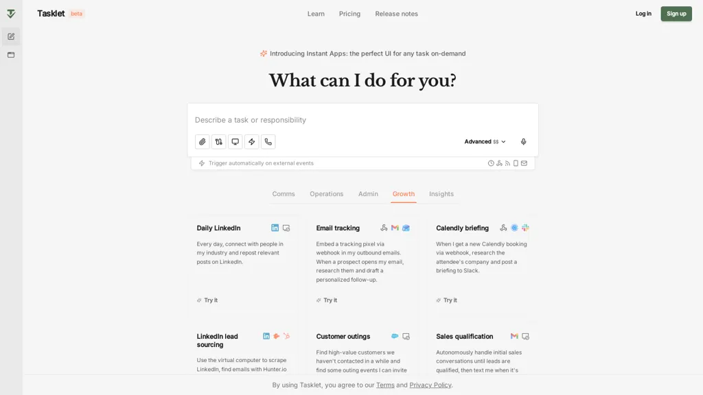 Tasklet.ai 官网截图