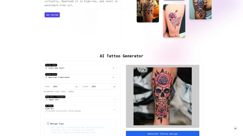 TattooGen 官网截图
