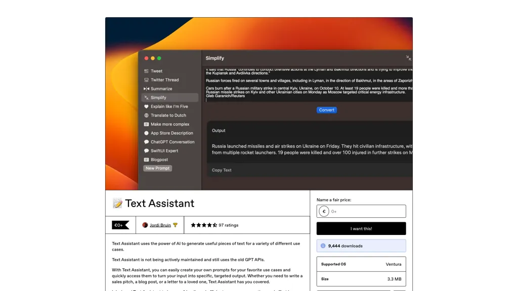 Text Assistant 官网截图