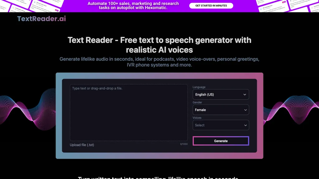 Text Reader AI 官网截图