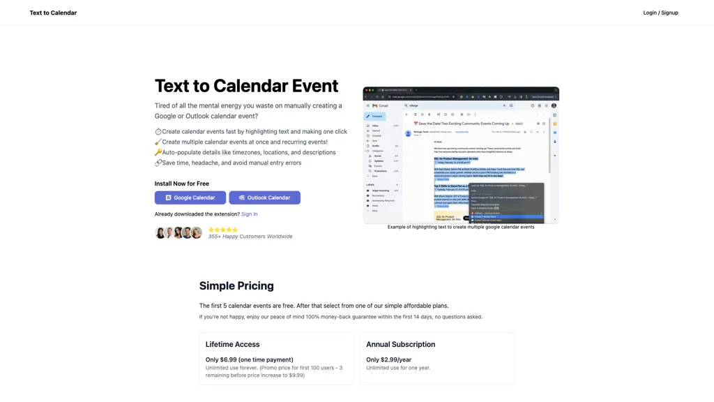 Text to calendar 工具截图