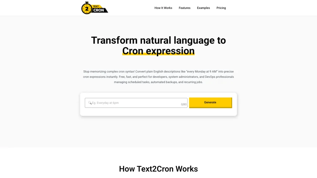 Text2cron 官网截图
