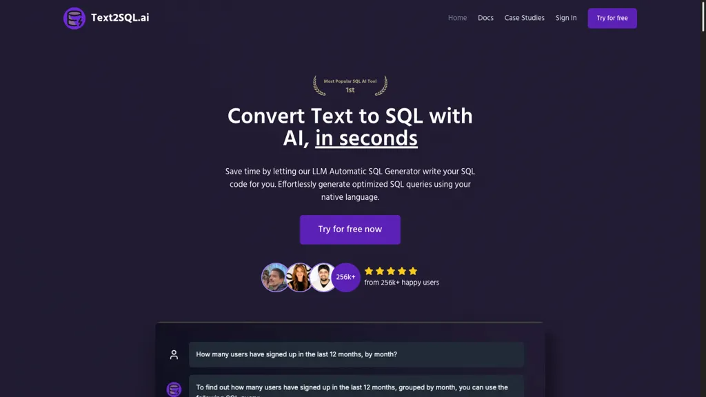 Text2SQL.AI 官网截图