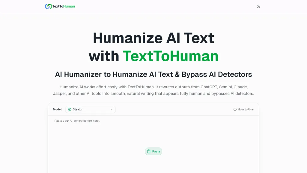 TextToHuman 官网截图
