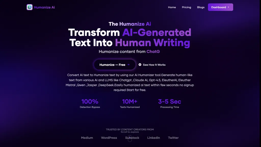 The Humanize AI 官网截图