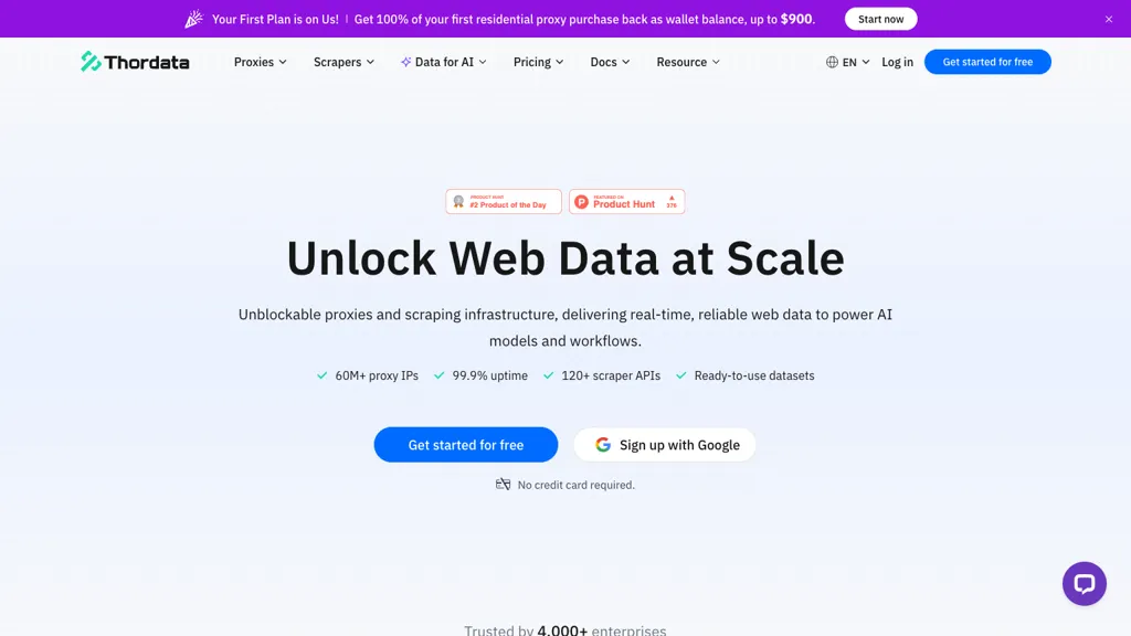 Thordata Residential Proxy 官网截图