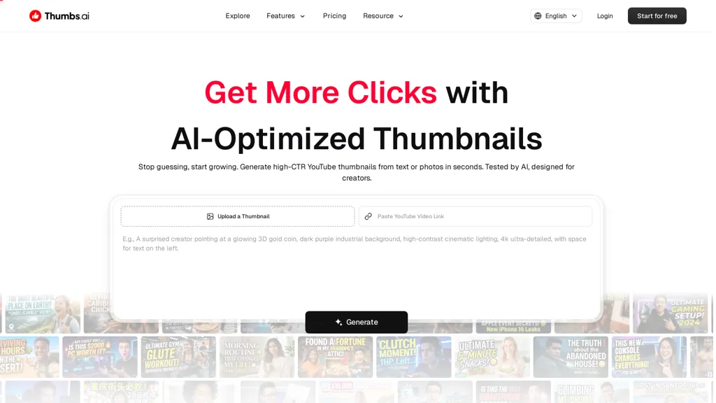 Thumbs.ai 官网截图