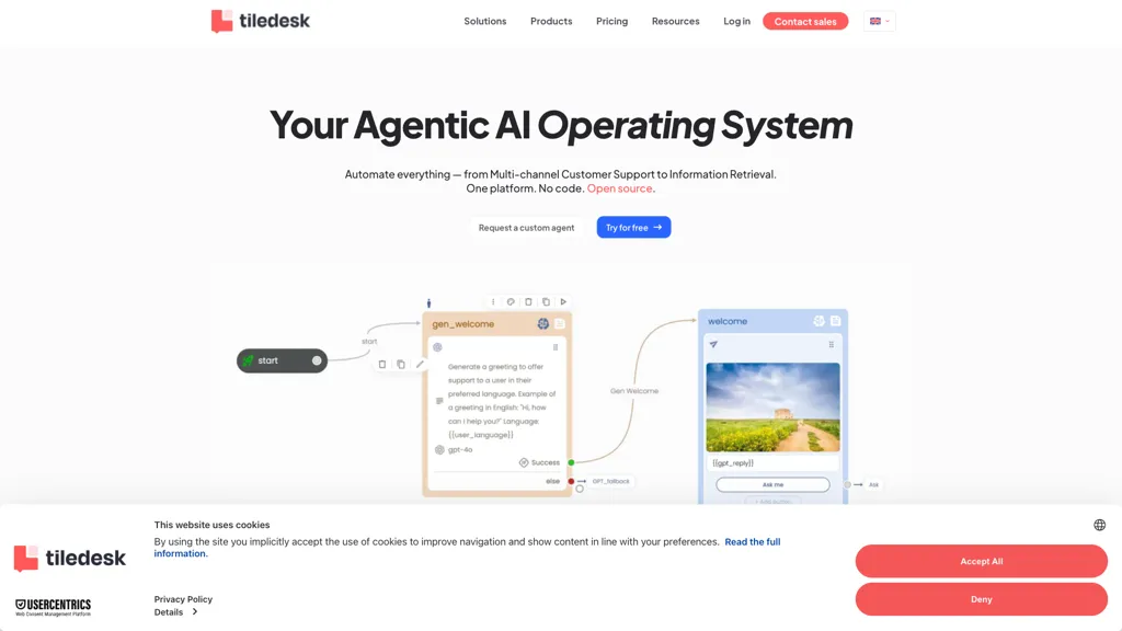 Tiledesk 官网截图