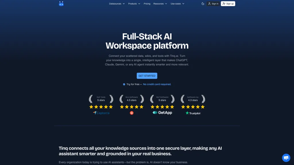 Tinq.ai 官网截图