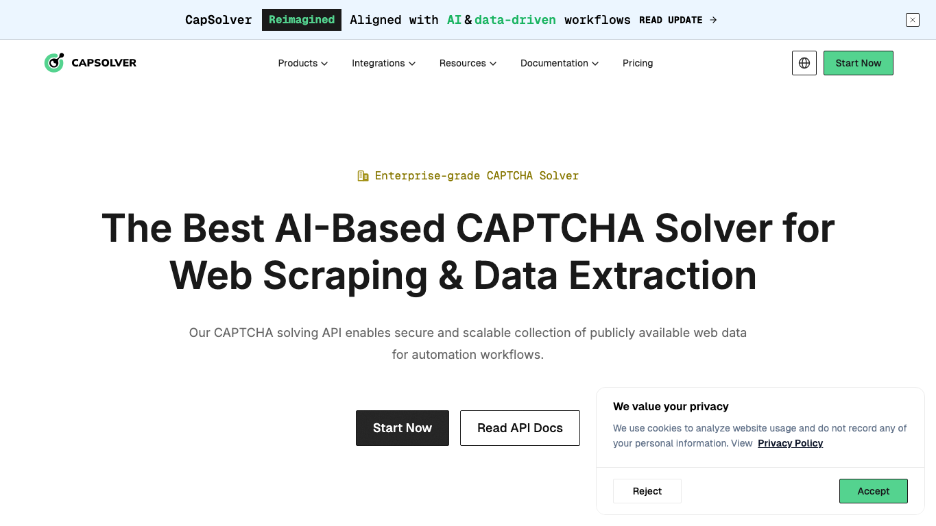 Capsolver 官网截图