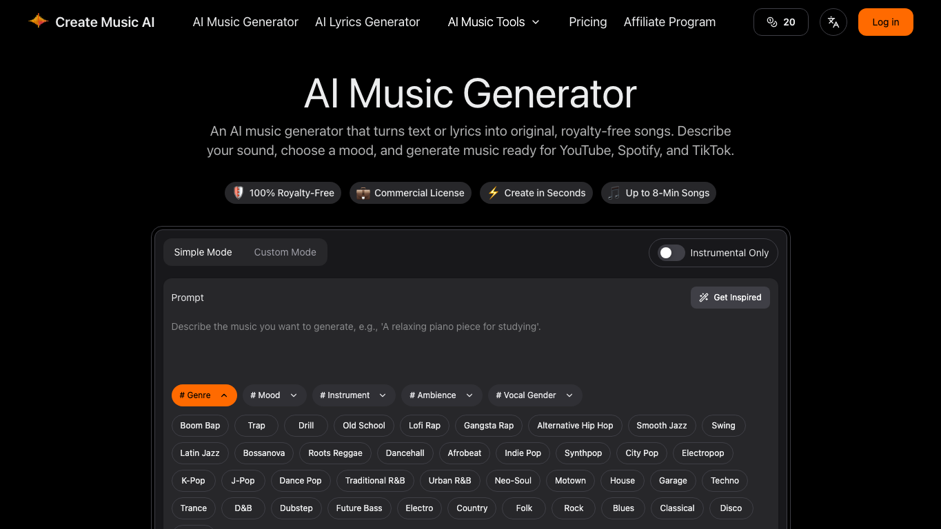 Create Music AI 工具截图