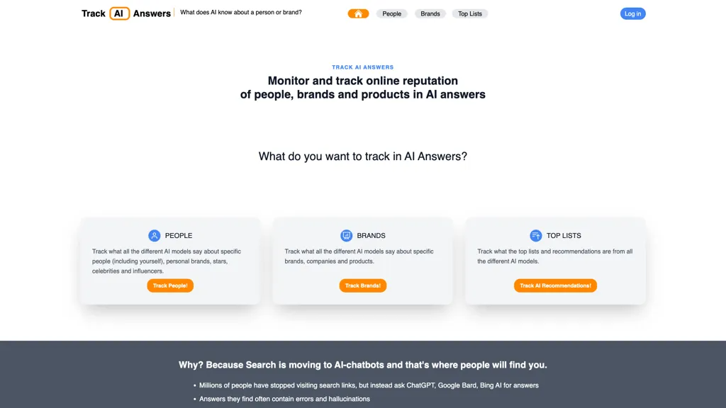 Track AI Answers 官网截图