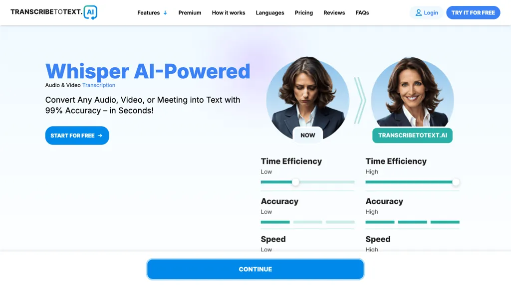 TranscribetoText.AI 官网截图