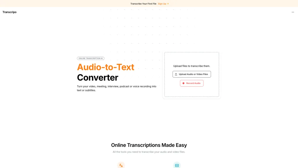 Transcripo 官网截图