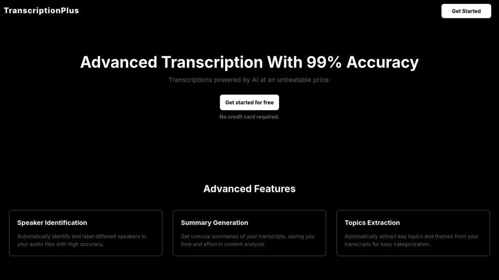 TranscriptionPlus 官网截图