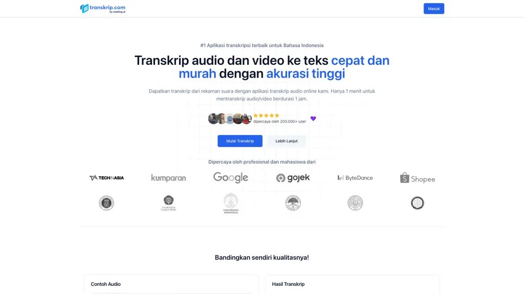 Transkrip 官网截图