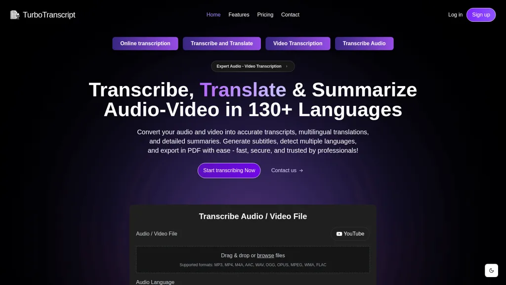 TurboTranscript 官网截图