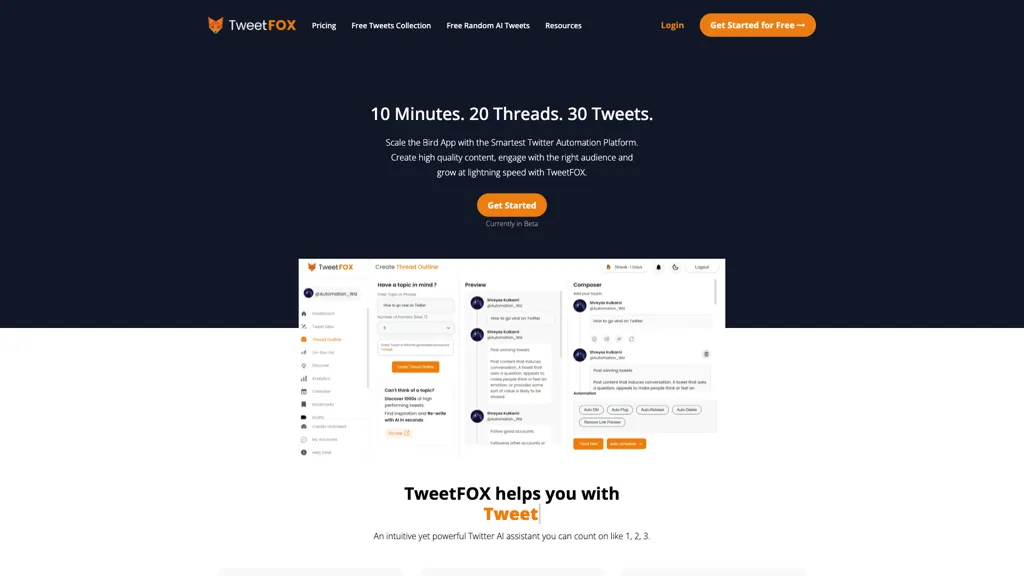 Tweetfox 官网截图