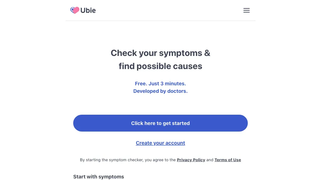 Ubie AI Symptom Checker 官网截图