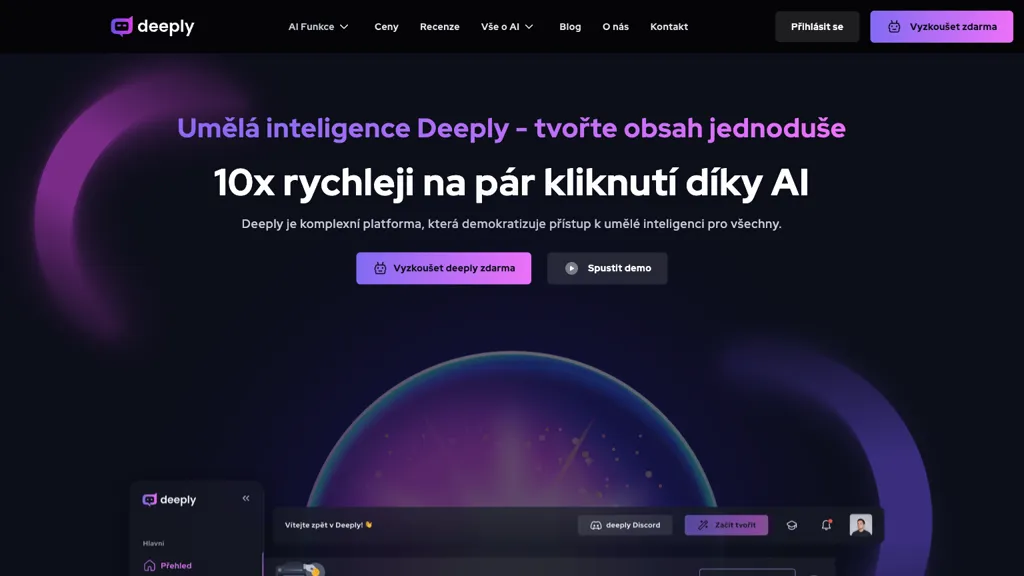 Umělá inteligence Deeply 官网截图